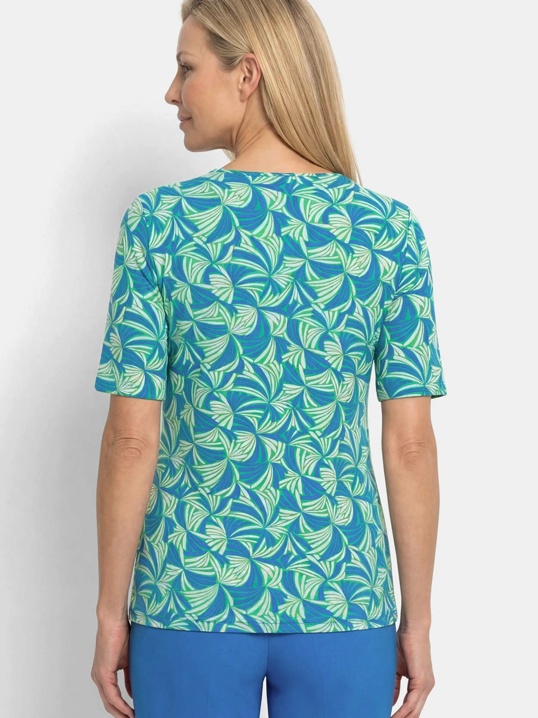 Goldner Damen T-Shirt in grün - Ausschnitt: Rundhals