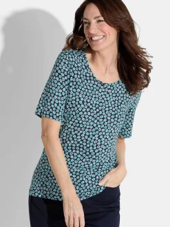 Goldner Damen T-Shirt in marine - Ausschnitt: Rundhals