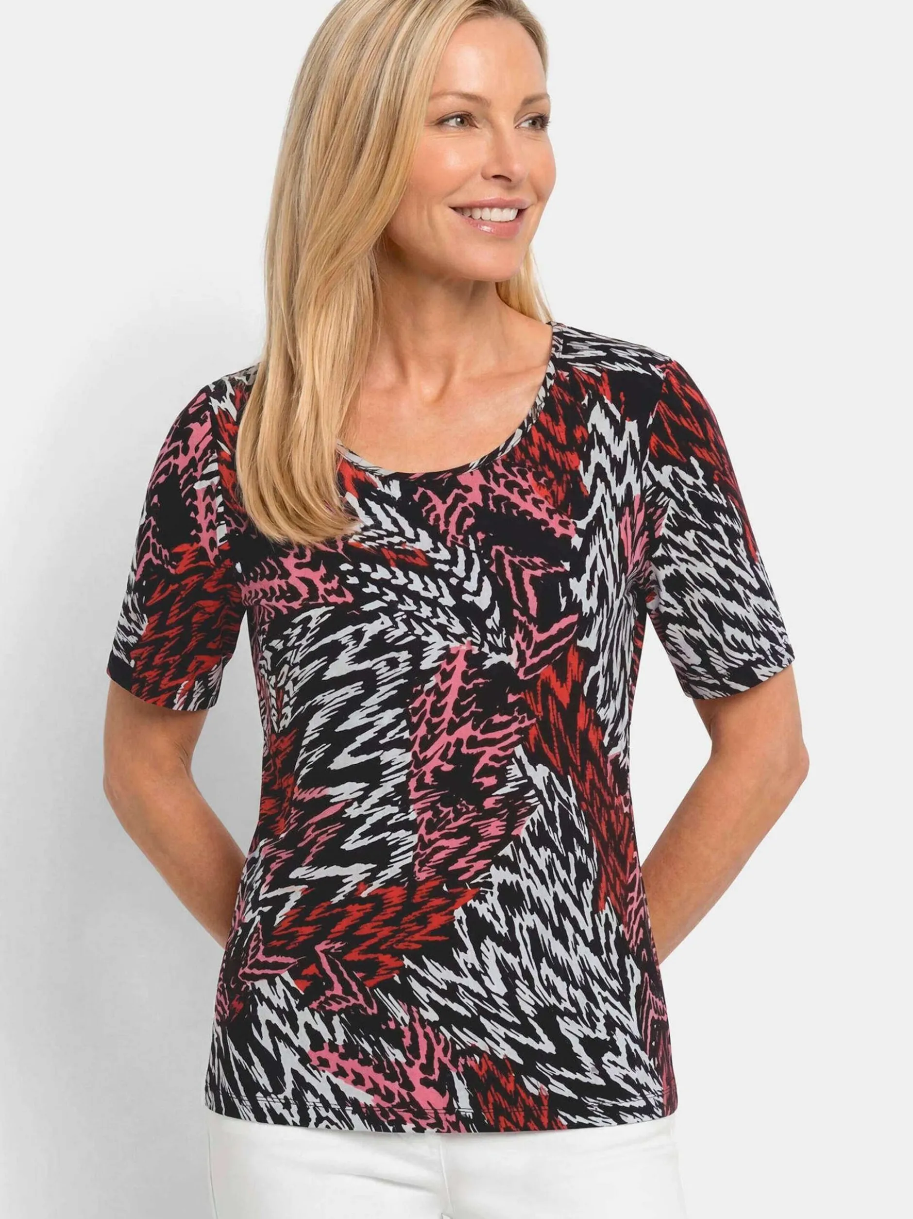 Goldner Damen T-Shirt in schwarz - Ausschnitt: Rundhals