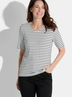 Goldner Damen T-Shirt in weiß - Ausschnitt: Rundhals