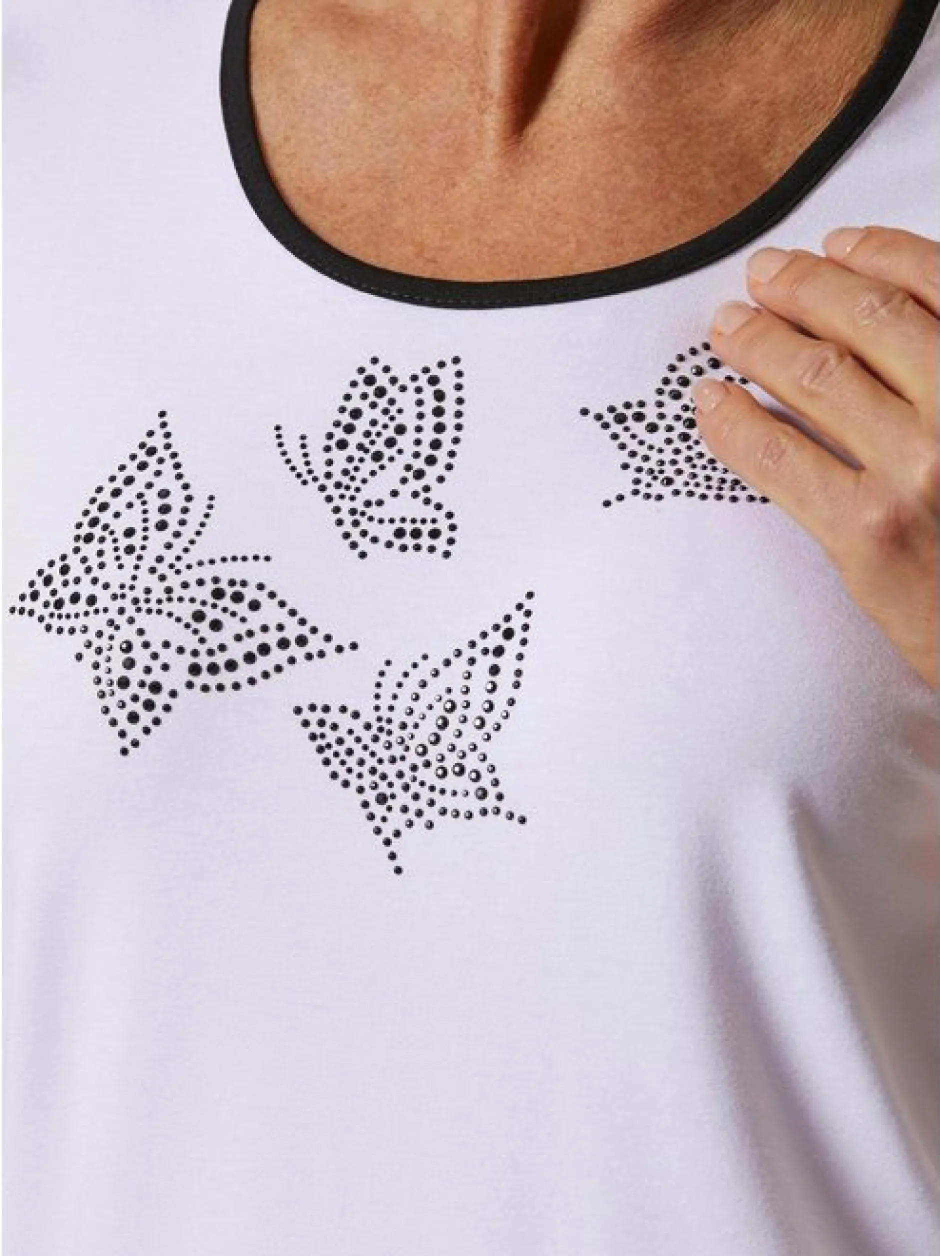 Goldner Damen T-Shirt in weiß - Ausschnitt: Rundhals