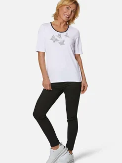 Goldner Damen T-Shirt in weiß - Ausschnitt: Rundhals