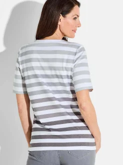 Goldner Damen T-Shirt - Kurzgröße in grau weiß
