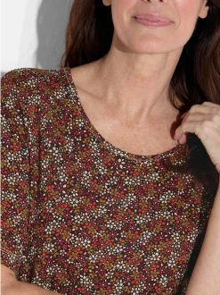 Goldner Damen T-Shirt - Kurzgröße in braun mehrfarbig