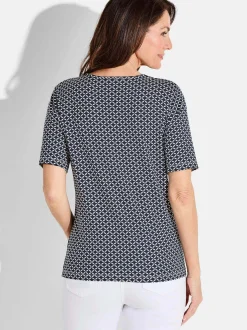 Goldner Damen T-Shirt - Kurzgröße in marine