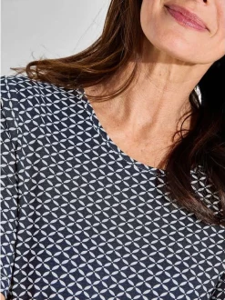 Goldner Damen T-Shirt - Kurzgröße in marine