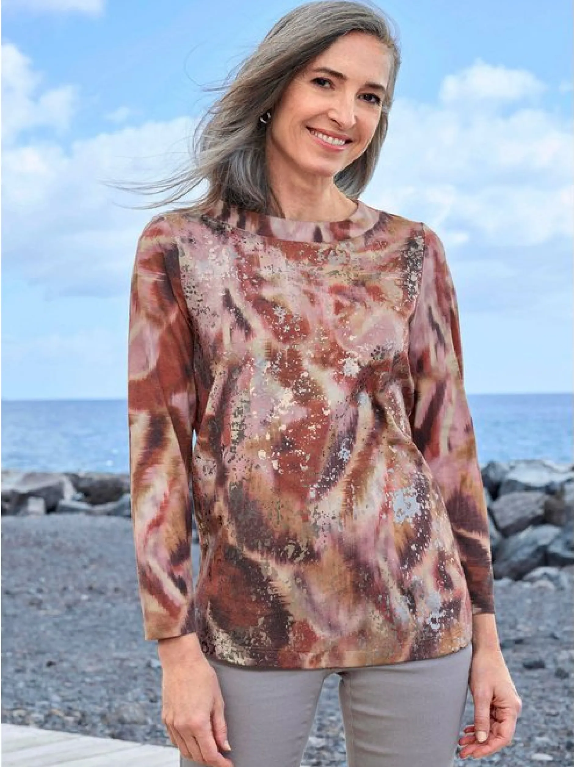 Goldner Damen T-Shirt - Kurzgröße in mehrfarbig