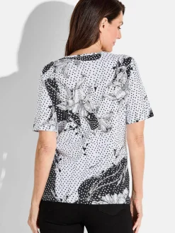 Goldner Damen T-Shirt - Kurzgröße in schwarz weiß