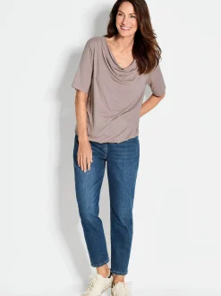 Goldner Damen T-Shirt - Kurzgröße in taupe