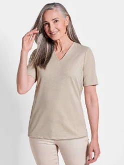 Goldner Damen T-Shirts in beige - Ärmel: Halbarm
