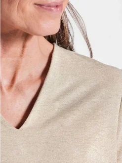 Goldner Damen T-Shirts in beige - Ärmel: Halbarm