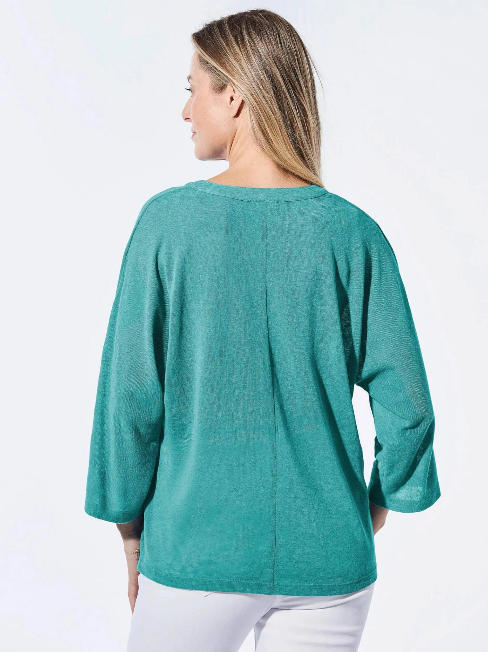 Goldner Damen T-Shirts in grün - Ausschnitt: Schalkragen