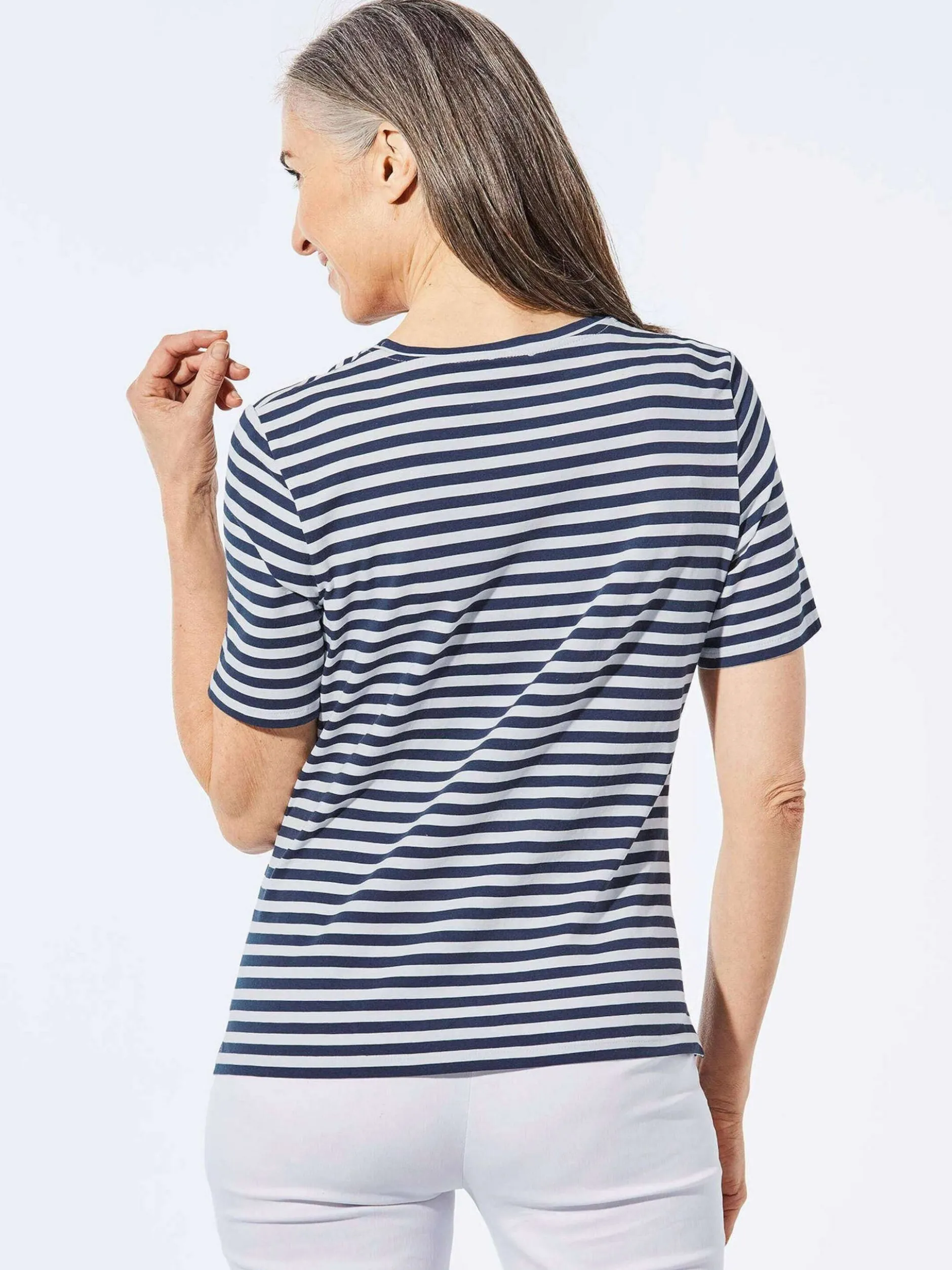 Goldner Damen T-Shirts in marine - Ausschnitt: Rundhals
