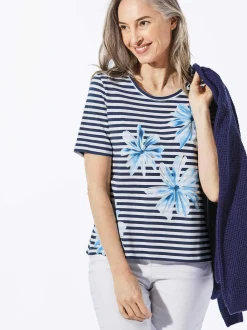Goldner Damen T-Shirts in marine - Ausschnitt: Rundhals