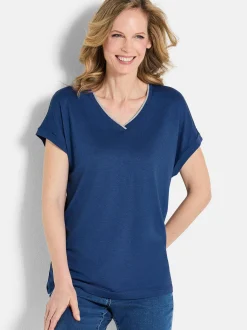 Goldner Damen T-Shirts in royal - Ärmel: Halbarm
