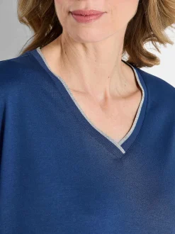 Goldner Damen T-Shirts in royal - Ärmel: Halbarm