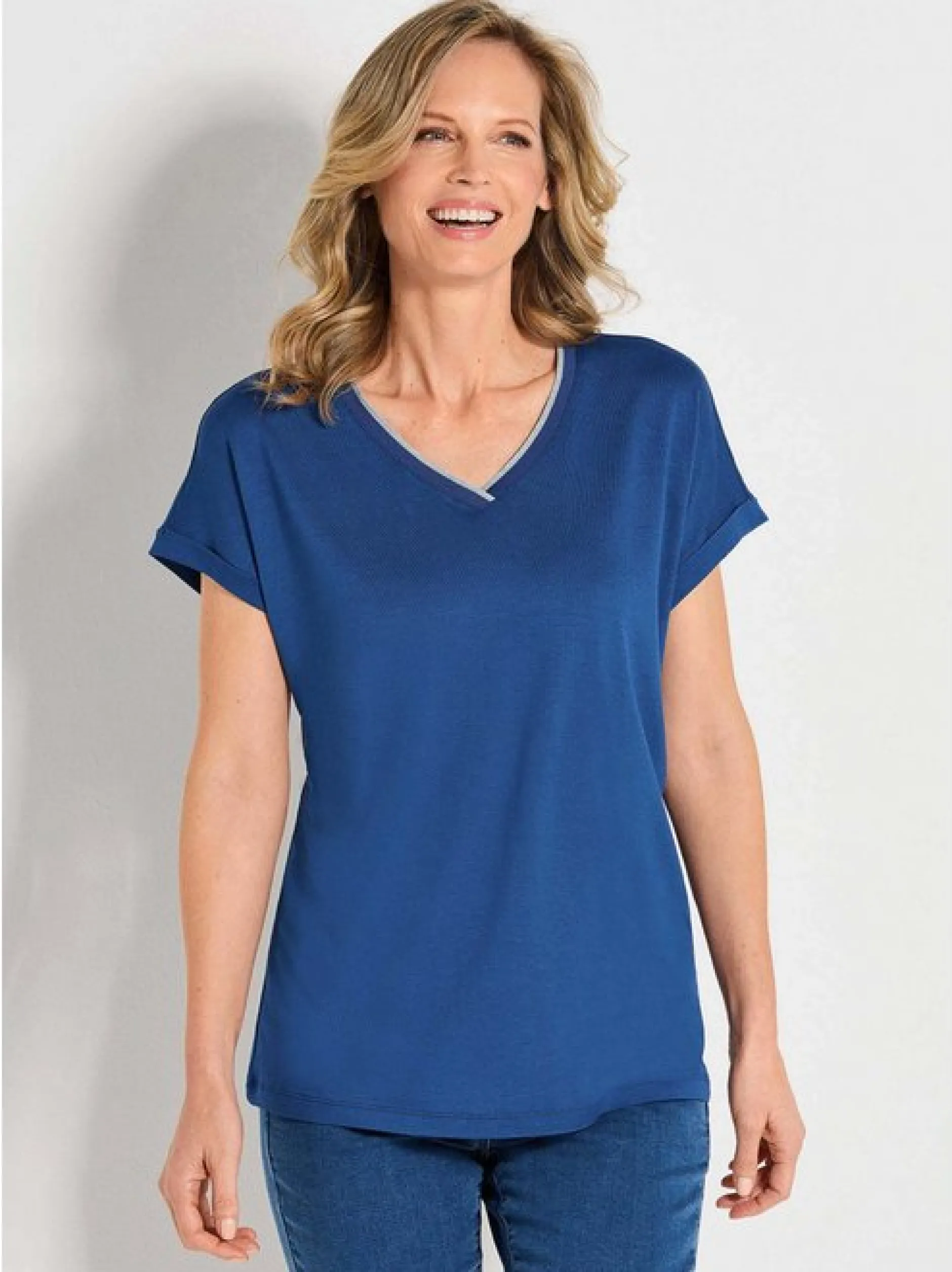 Goldner Damen T-Shirts in royal - Ärmel: Halbarm