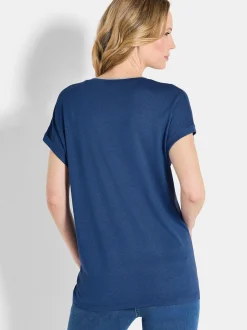 Goldner Damen T-Shirts in royal - Ärmel: Halbarm