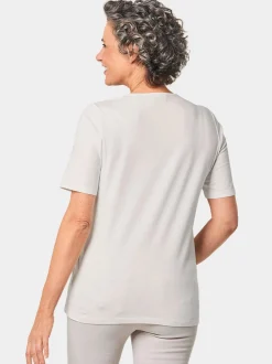 Goldner Damen T-Shirts in weiß - Ausschnitt: Rundhals
