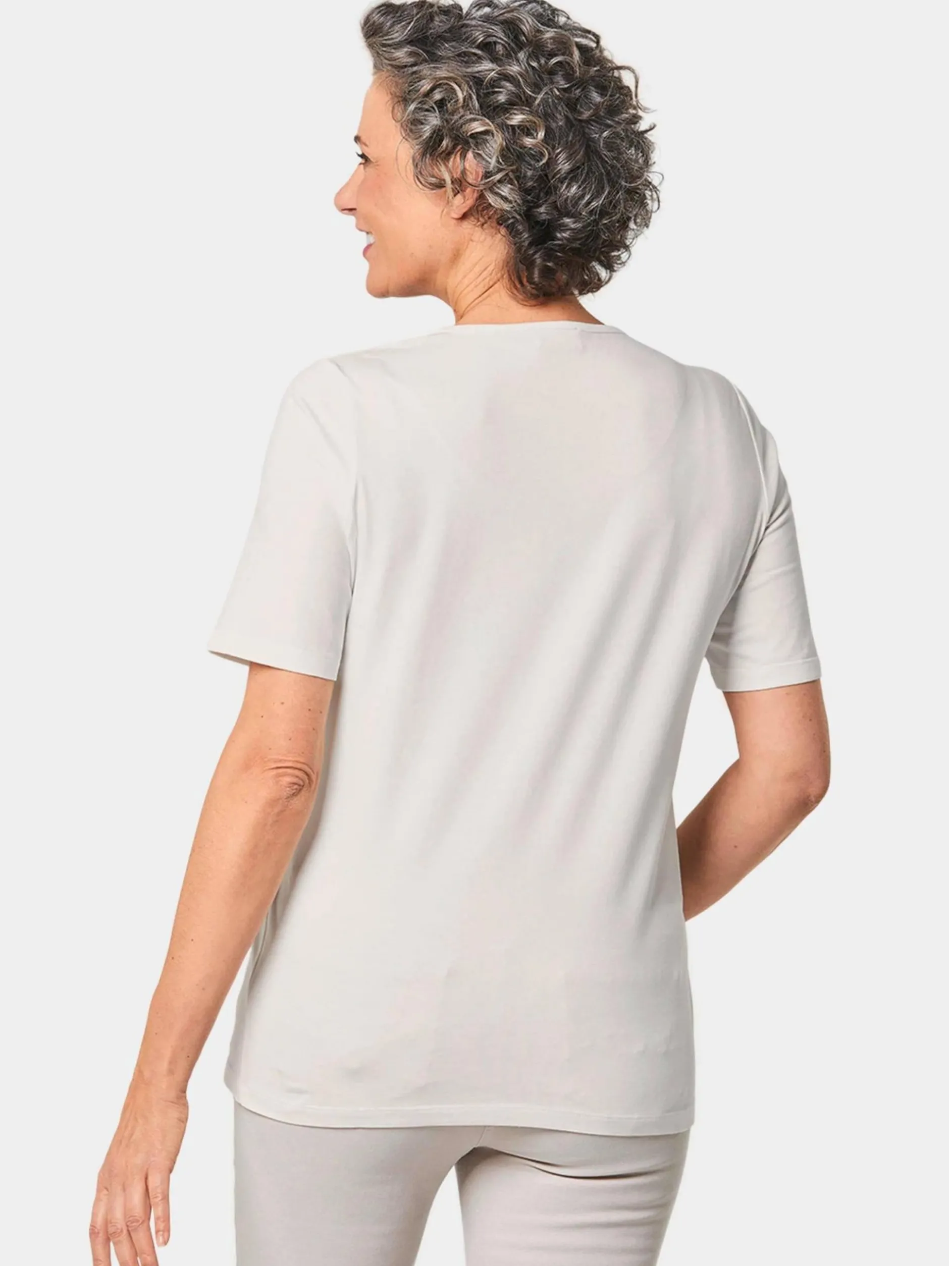 Goldner Damen T-Shirts in weiß - Ausschnitt: Rundhals