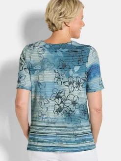 Goldner Damen T-Shirts - Kurzgröße in blau