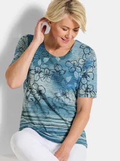 Goldner Damen T-Shirts - Kurzgröße in blau