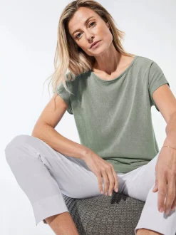 Goldner Damen T-Shirts - Kurzgröße in grün