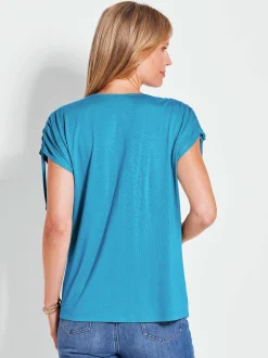 Goldner Damen T-Shirts - Kurzgröße in türkis