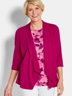 Goldner Damen Twinset-Oberteil in aubergine