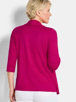 Goldner Damen Twinset-Oberteil in aubergine