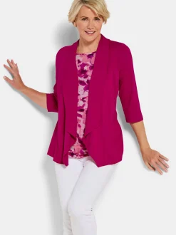 Goldner Damen Twinset-Oberteil in aubergine