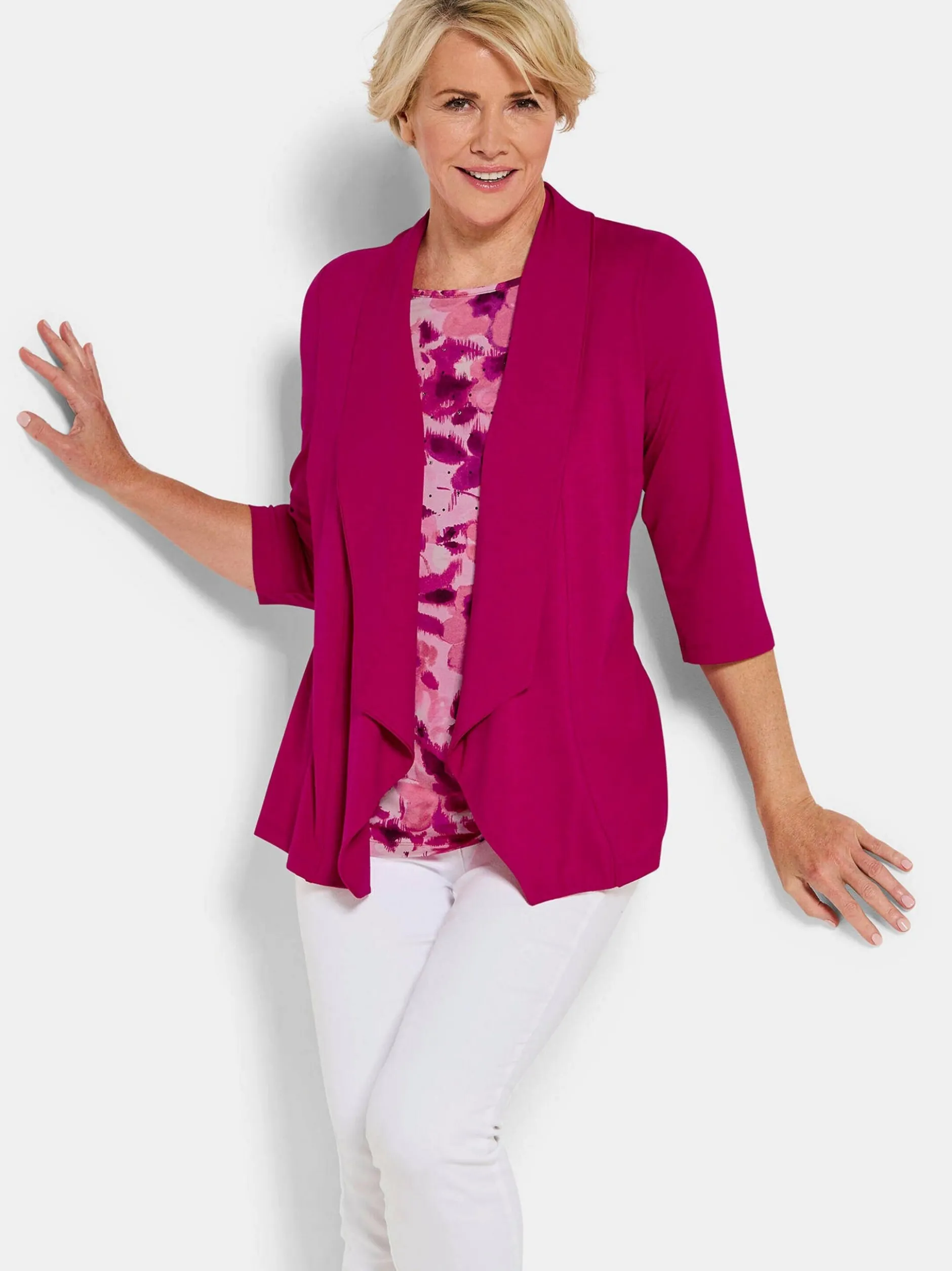 Goldner Damen Twinset-Oberteil in aubergine