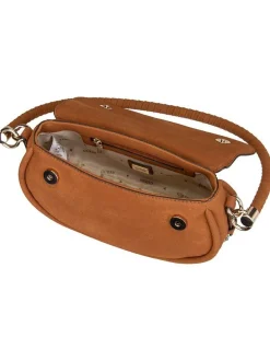 GUESS Damen Schultertasche - Danya Flap Shoulder in cognac