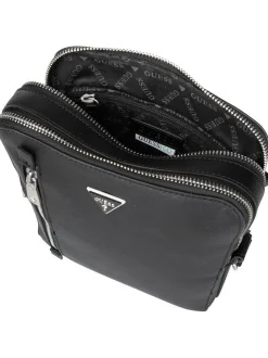 GUESS Herren Bodybag - Torino Saffiano Eco Double Zip in schwarz