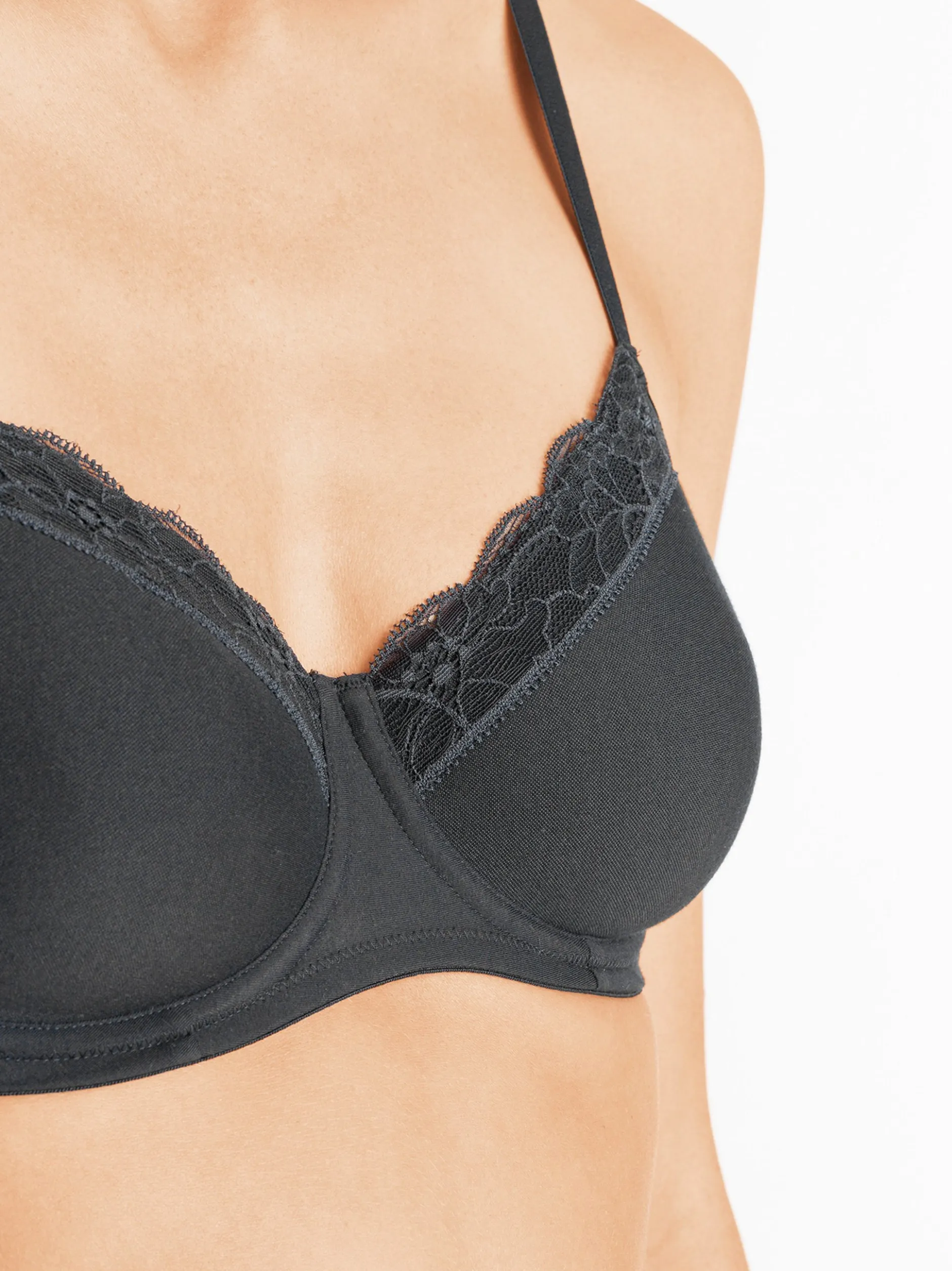 Hanro Damen Schalen BH - Cotton Lace in schwarz