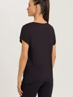 Hanro Damen T-Shirt - Yoga in schwarz - Ärmel: kurzarm