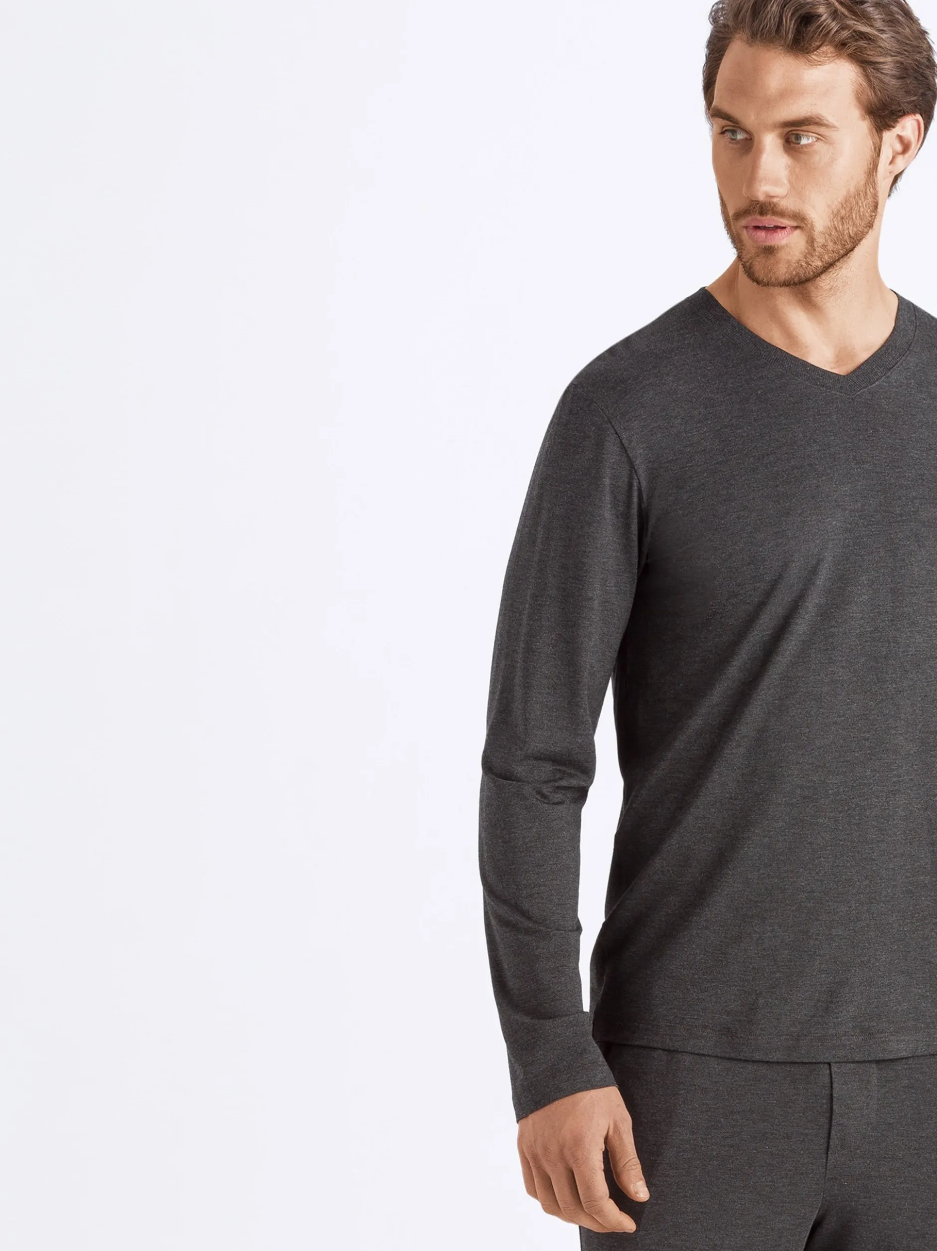 Hanro Herren Longsleeve - Casuals in anthrazit