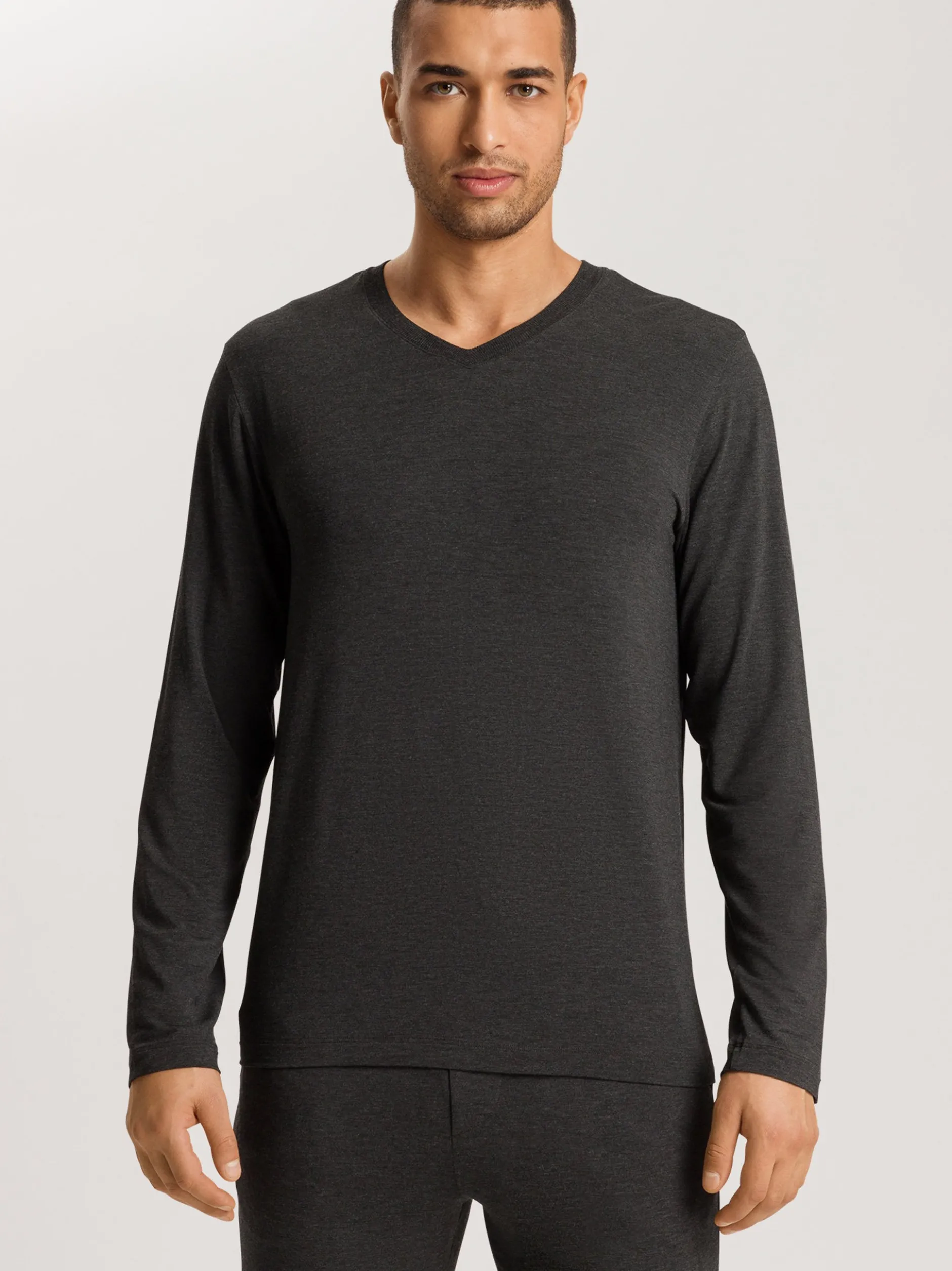 Hanro Herren Longsleeve - Casuals in anthrazit