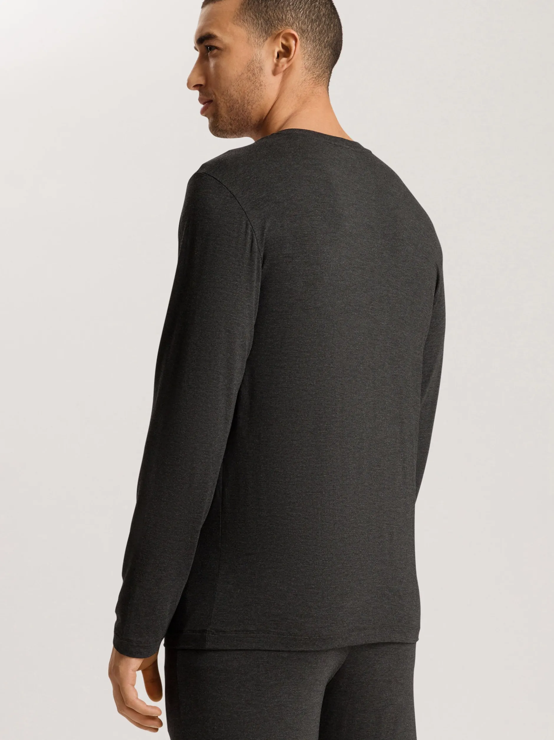 Hanro Herren Longsleeve - Casuals in anthrazit