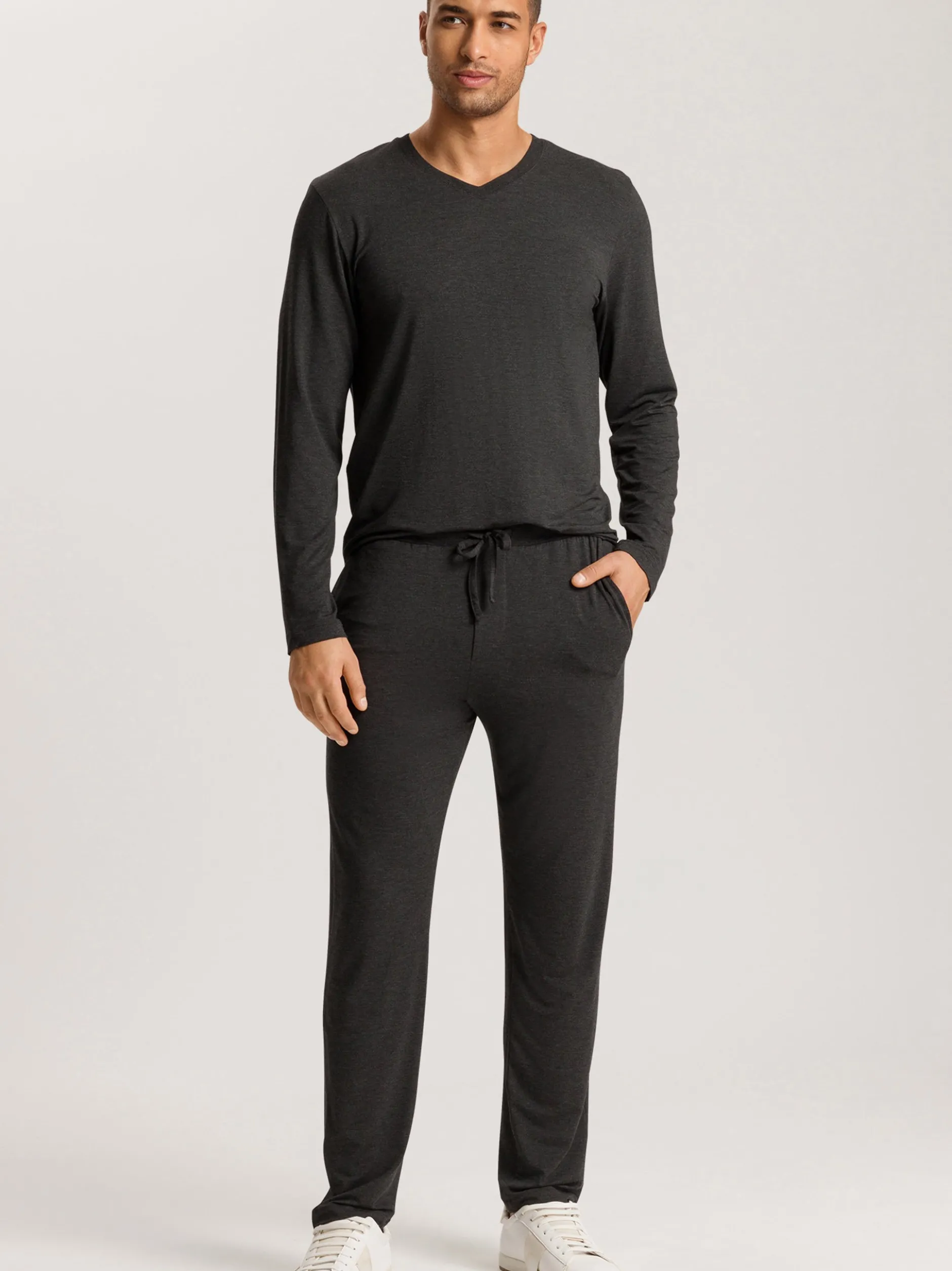 Hanro Herren Longsleeve - Casuals in anthrazit