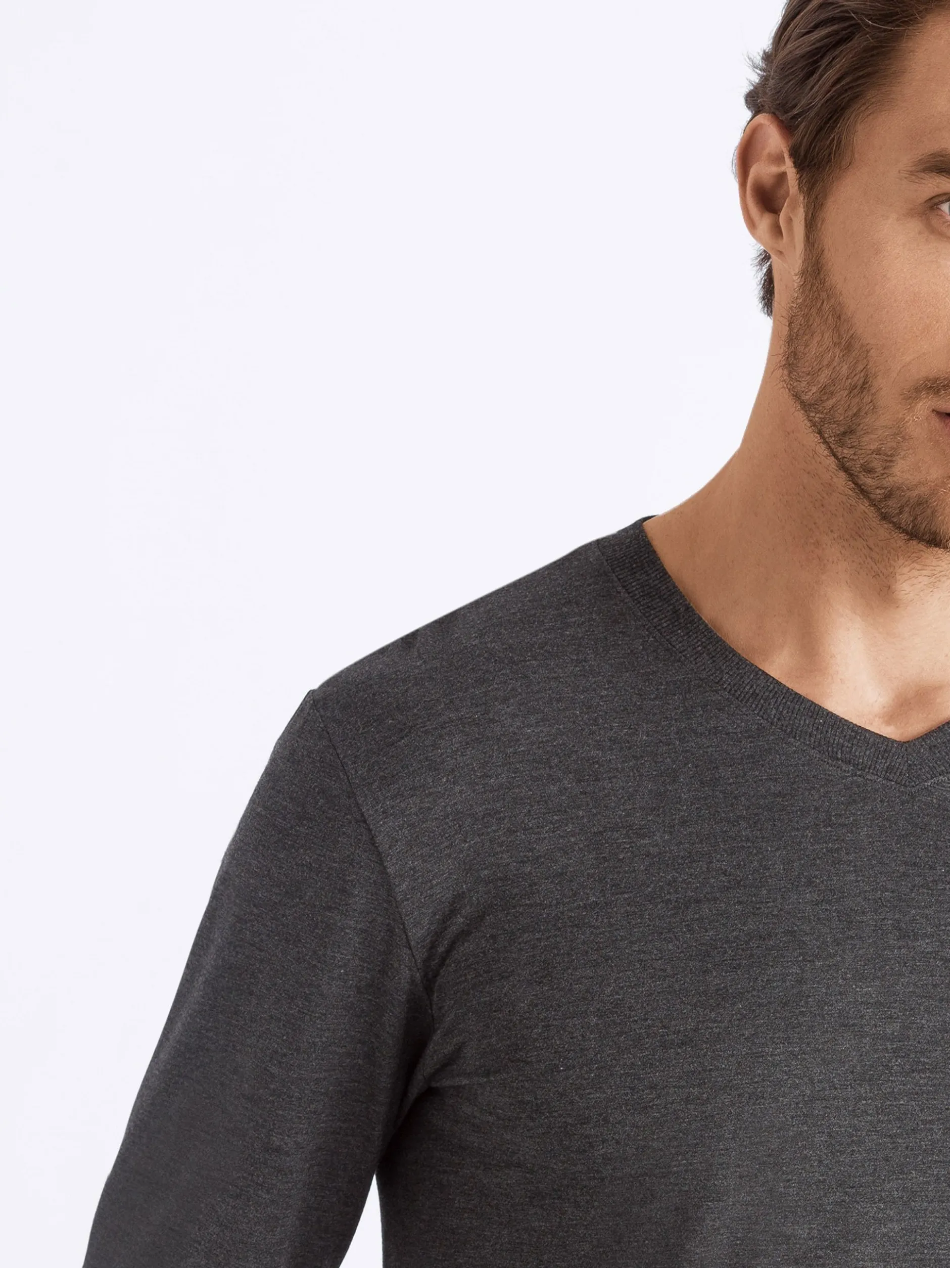 Hanro Herren Longsleeve - Casuals in anthrazit