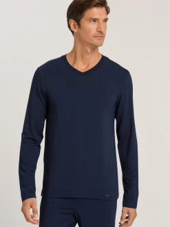 Hanro Herren Longsleeve - Casuals in marine