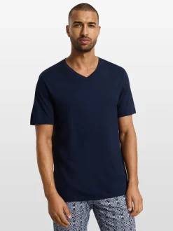 Hanro Herren T-Shirt in marine - Ärmel: kurzarm