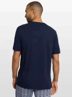 Hanro Herren T-Shirt in marine - Ärmel: kurzarm