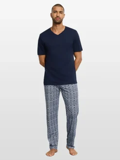 Hanro Herren T-Shirt in marine - Ärmel: kurzarm
