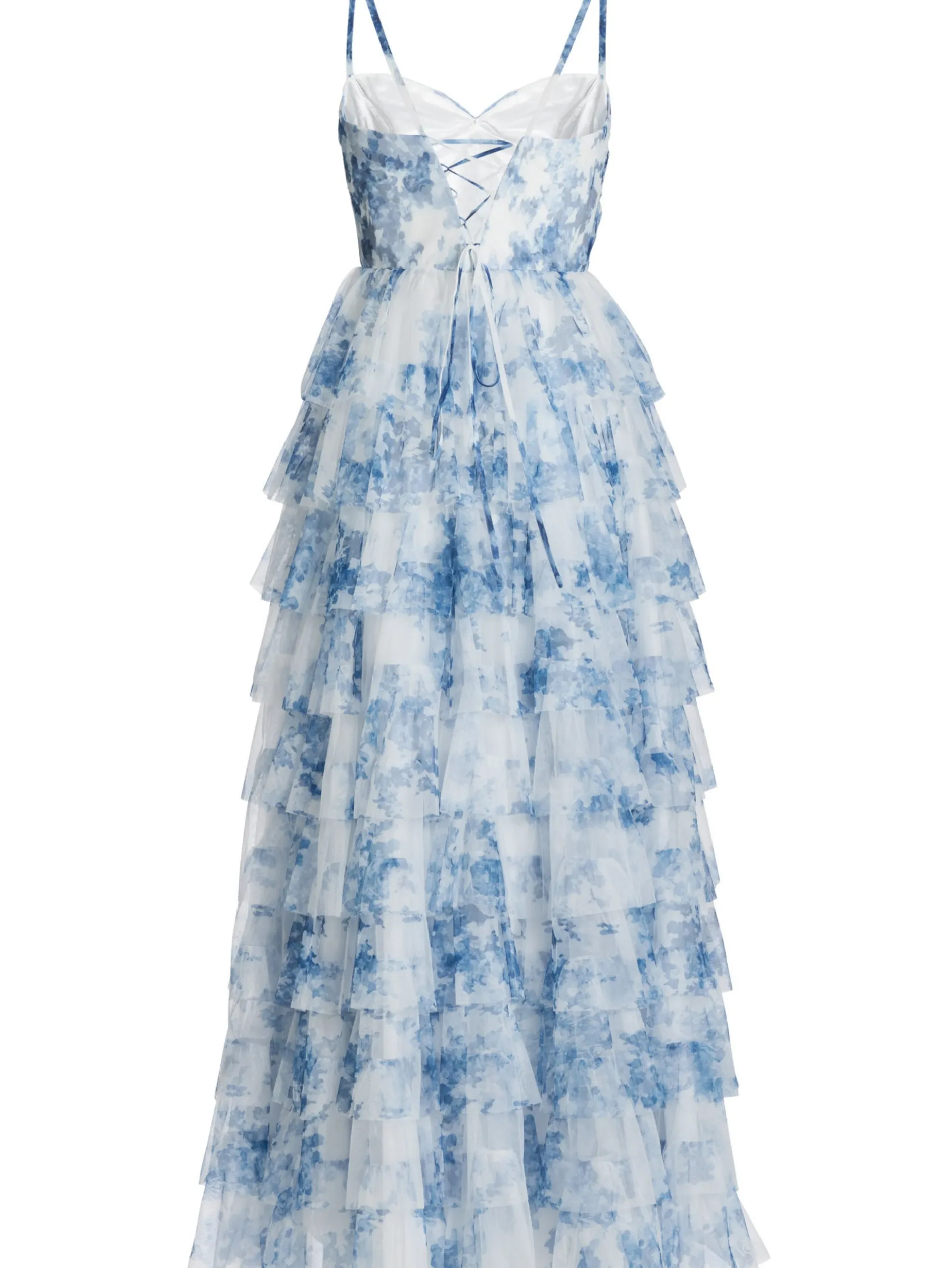 Hey Kyla Damen Abendkleid in blau weiß - Länge: lang