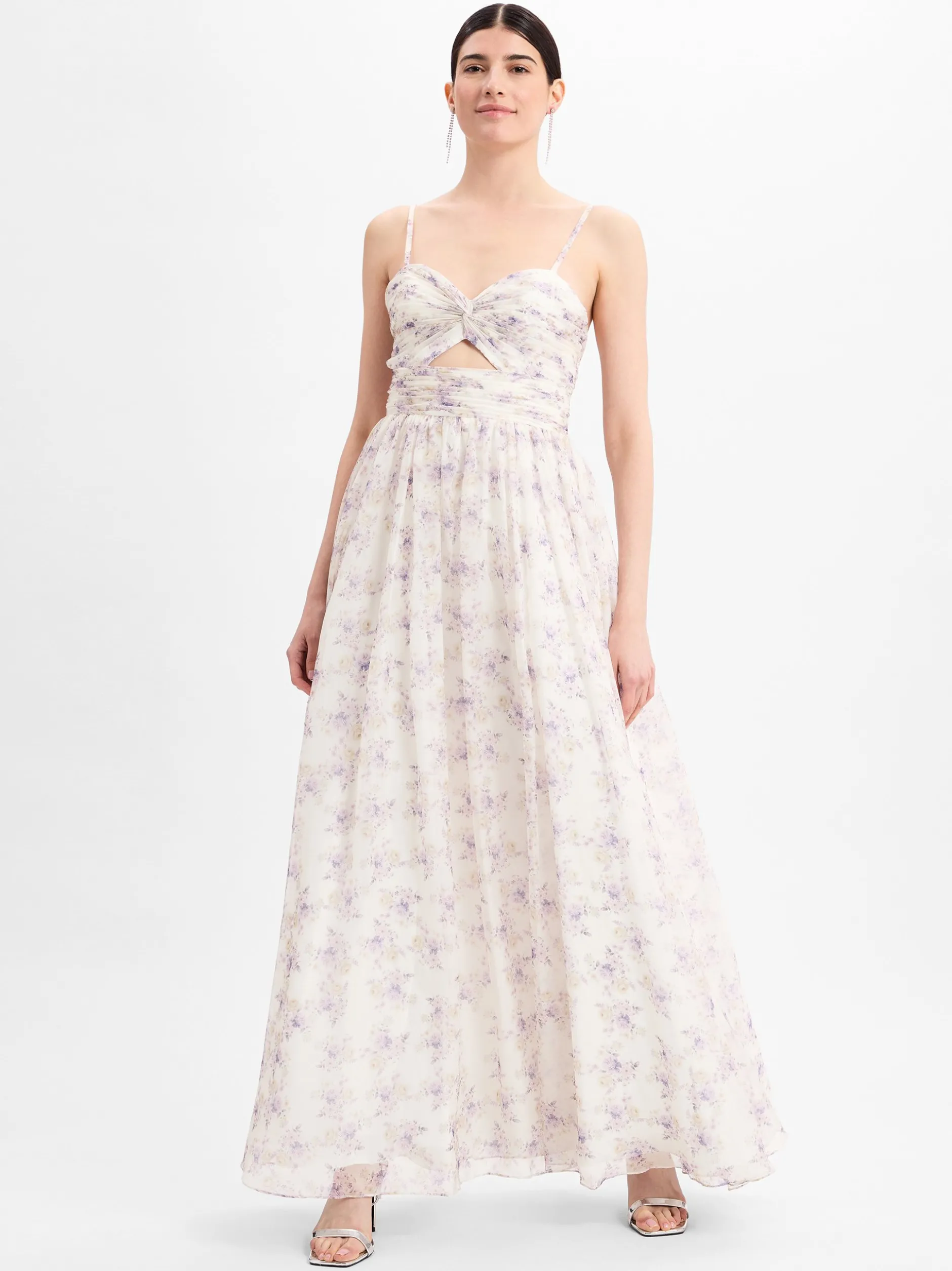 Hey Kyla Damen Abendkleid in ecru lila - Ärmel: ohne Arm