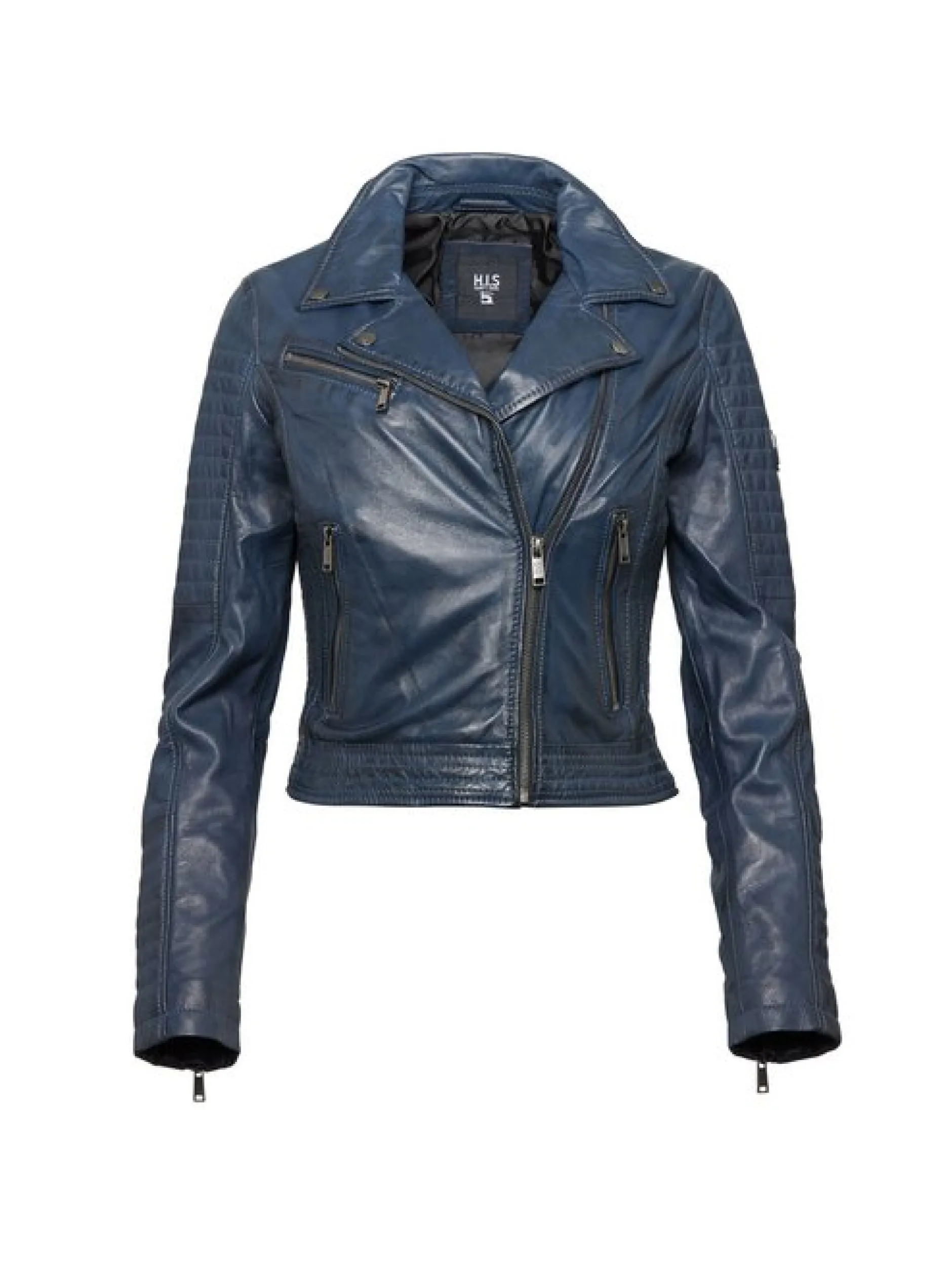 HIS Damen Lederjacke in blau