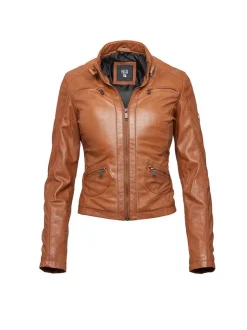 HIS Damen Lederjacke in braun