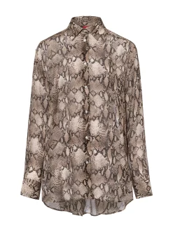 HUGO Damen Hemdbluse - The Boyfriend Shirt in beige braun